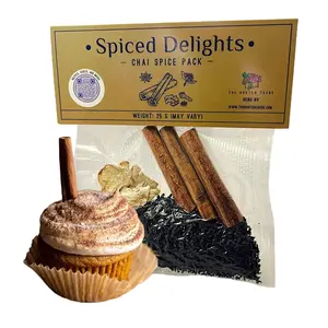 Pack of 3 Spiced Delights Chai Spice Packs | Whole Spices & Lychee Black Tea in Single Servings | Baking Blend with Recipes Included | Organic Sugar Free Low Fat Natural Pack