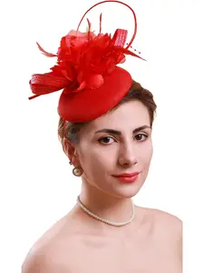 1PC Fascinator Hat Women 20s Tea Party Wedding Cocktail Flower Mesh Feathers Hair Clip for Carnival Halloween