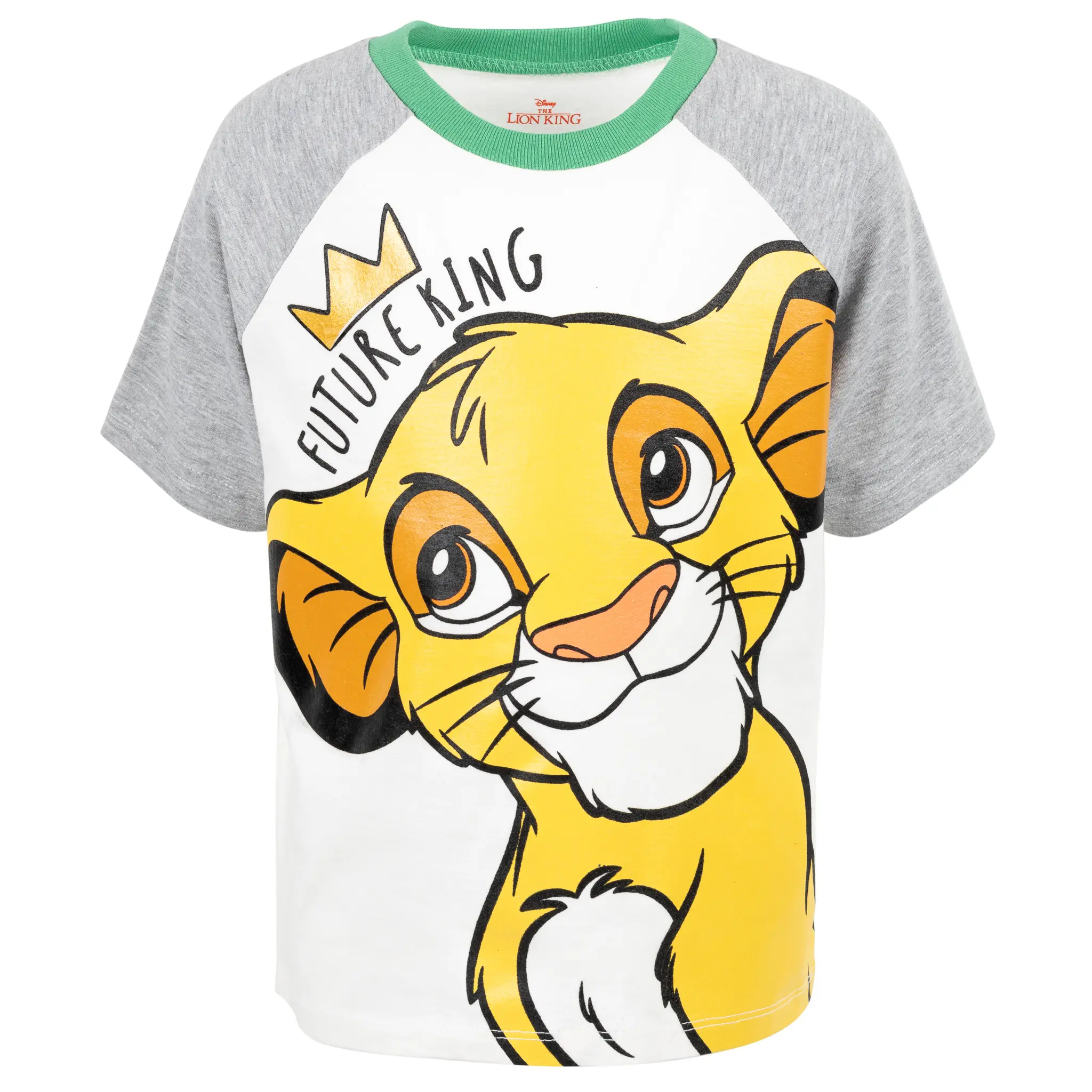 Disney Lion King Simba Boys' 2-Piece Outfit Set, Casual Cotton Graphic Tee and French Terry Shorts with Foil Crown, Toddler to Big Kid, Yes, 3T, 2T, 4T