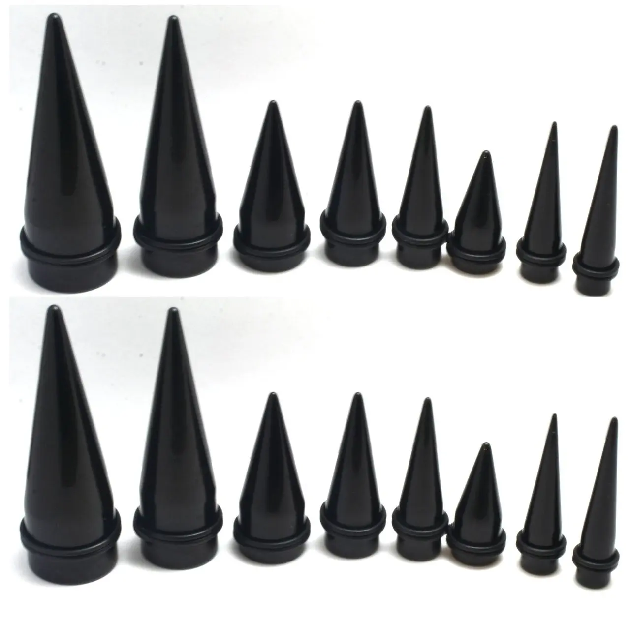 00G 7/16 1/2 9/16 5/8 3/4 7/8 1" Black Tapers - 8 PAIRS ear stretching kit gauging expanders acrylic