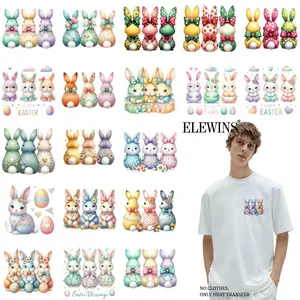 36 Happy Easter Hot Foil T-shirt Chest Logo Hot Foil Applique Clothing Heat Transfer Stickers DIY Decoration DTF Transfer