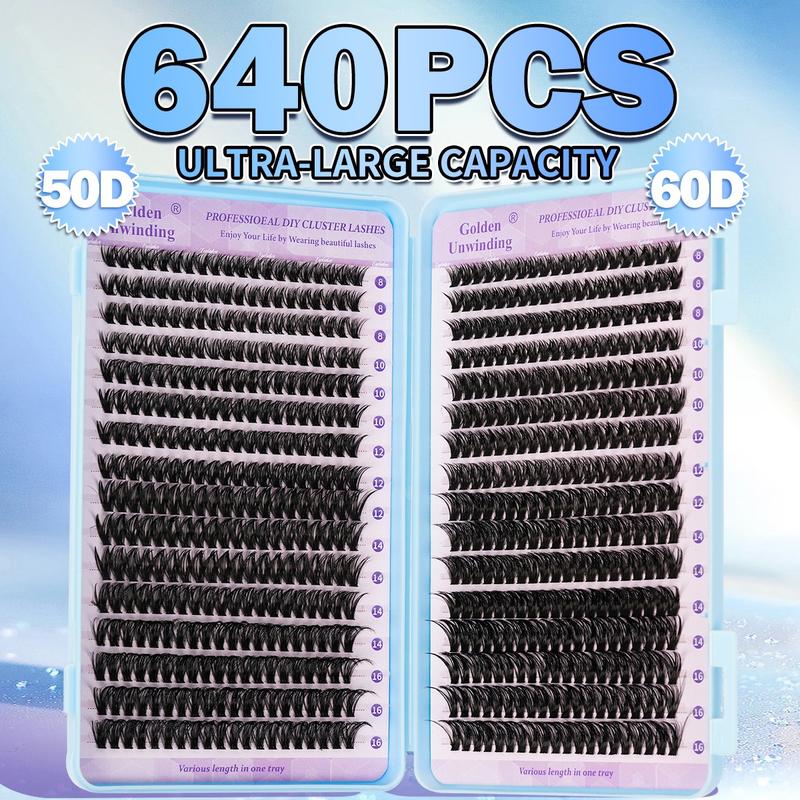 Natural Drifting Eyelash Clusters, Anime Style Lashes, Pointed Individual Extensions, C Curl Single Root, 8-16mm Bottom Cluster, DIY Home Use