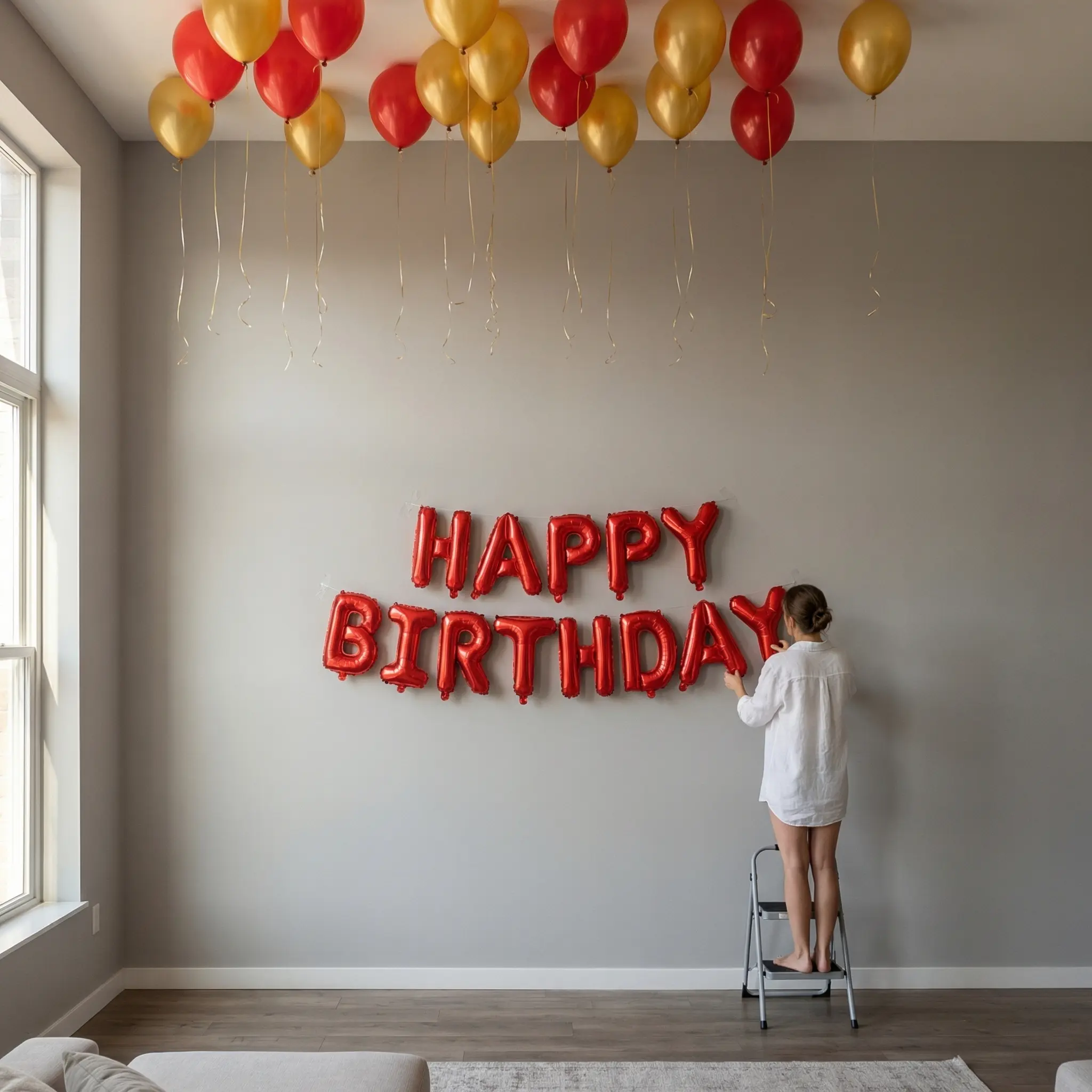 36pcs Red Happy Birthday Balloon Set withFoil & Latex Balloons for Birthday PartyDecorations Anniversaries Valentine's DayProposals Multicolor ABS Material HeartShaped Kit Boho Garland Arch