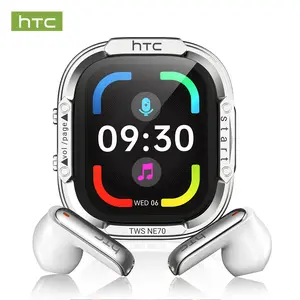 HTC NE70 Bluetooth 6.0 Earphones Light Weight in Ear IPX5 Waterproof Headphones Wireless Earbuds with Smart Touch Screen Suitable for Gaming Office Sports Study and Audio Calls Built-in Microphone Earphones