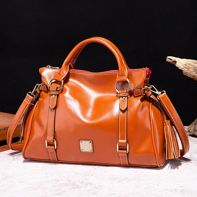 Retro Handmade Plant Soft Feeling Handbag, Shoulder Cross, Commuter Women's Bag, Large, Multi-color