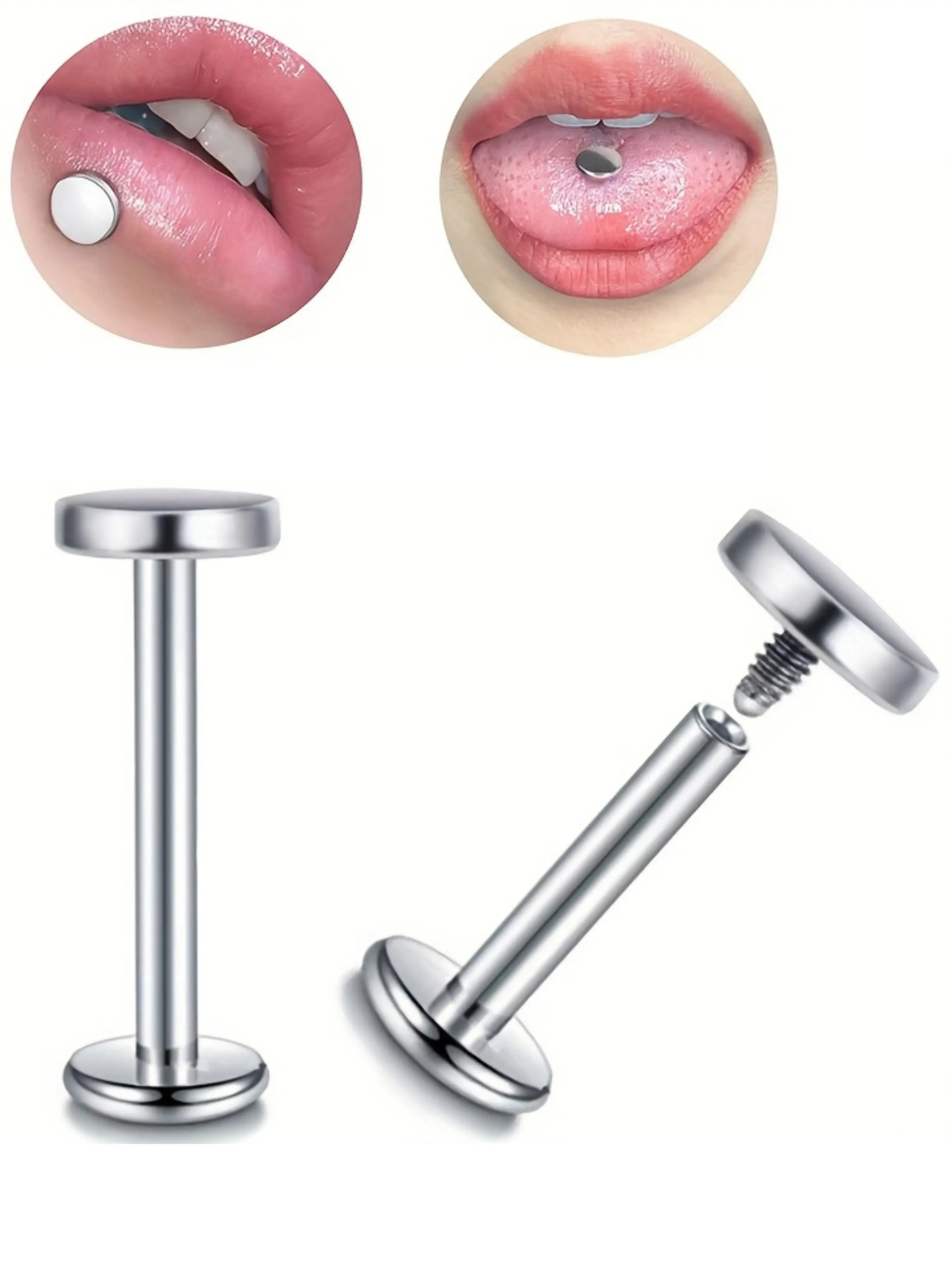 1pc Round Barbell Lip Ring, 316 Stainless Steel Lip Stud, 16g Piercing for Ear Cartilage, Soft Lip, Dimple, Tongue, Unisex Jewelry, Piercings Jewelry, Body Piercing Jewelry