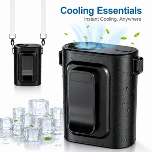 Portable Waist Fan Rechargeable 5000mAh, 4-Speed 5300RPM Strong Airflow Clip Fan with Lanyard , Wearable Belt Fan for Work, Camping, Travel, Hiking, Construction, Outdoor Cooling Black & Gray