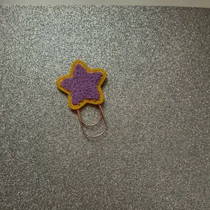 Purple Star Paperclip Bookmark - Cute Planner & Journal Accessory with Soft Felt Star & Golden-Yellow Trim Rose-Gold Paperclip for Organized Pages