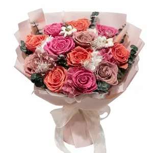 12-Rose Preserved Flower Bouquet | Mother’s Day Special Vase Included Flower for Delivery