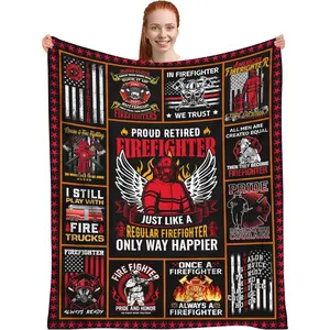 Firefighter Blanket, Firefighter Gifts for Men Fireman Dad Husband Boyfriend Son, American Thin Red Line Flag Throw Blankets, Fire Fighter Gifts for Adults, First Responders Blanket 60"x50"