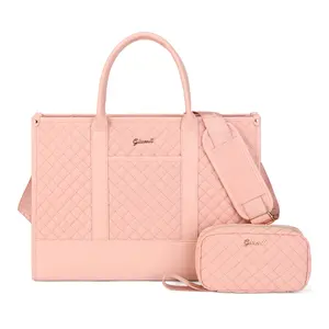 Women's Laptop Bag, 17.3-inch Waterproof Work Handbag with Clutch, Professional Teacher Laptop Bag, Lightweight Shoulder Travel Bag, Quilted Black | 17.3-inch, Waterproof, with Clutch, Professional, Teacher, Lightweight