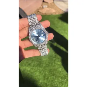 ICED OUT WATCH WITH ICEY BLUE DIAL