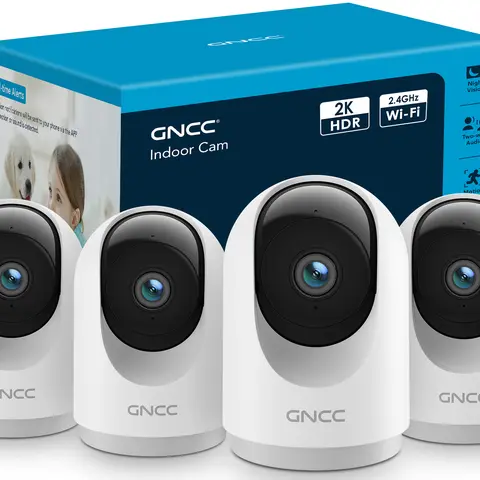 GNCC Quad HD 2K Wired Indoor WiFi Camera Digital - 360° View, 10x Zoom, Day/Night Vision, 2-Way Audio, Motion Detection, 2.4G WiFi, Local SD/Cloud Storage, AC Power (100-240V), Works with Alexa & Google Home (Baby Monitor)