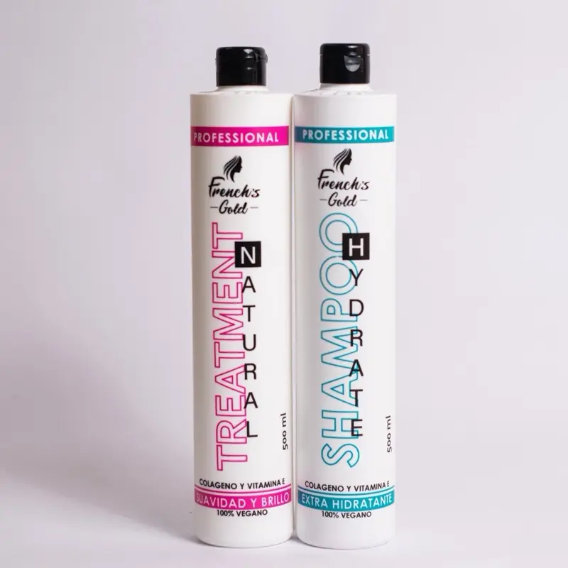 French's Gold Professional Shampoo & Treatment Natural 500ml Colageno y Vitamina E 100% Vegano