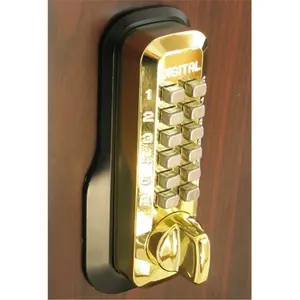212 MAIN M-210-BB-EZ Mechanical Keyless Deadbolt Digital Lock, Bright Brass Finish, EZ Mount Plate, for Motorcycle Security & Entry Door Keyless Access