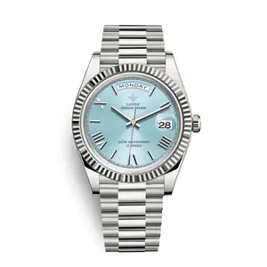 Men's Sky Blue Watch 40mm Date Display Vintage-Style Quartz Timepiece Premium Luxury Men's Watch Water-Resistant Men's Watch Ideal Gift