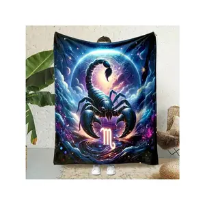 Scorpio Zodiac Starry Print Flannel Throw Blanket - Soft, Reversible, All-Season Cozy Blanket Bed, Sofa, Camping & Office Naps - Unique Idea,, Digital Print, Allseason Throw |   Cosmic Design |   Soft, Zodiac Blanket