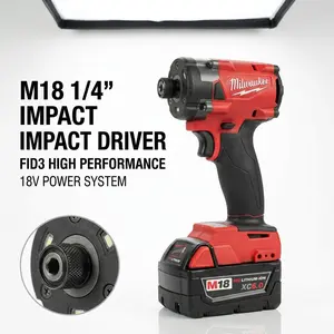 Milwaukee M18 FID3 1/4", 18V band clutch electric garage universal bolt power repair light lithium professional car repair driver high torque Variable Speed DrillKit impact diy home improvement construction gear  work tool kit set spanner wrench