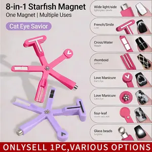 8-in-1 Cat Eye Nail Magnet, Multifunctional Strong Magnetic Stick Magnetism for Glass Bead & French Wide Light Cat Eye Gel Polish Manicure Tool, Nail Art Tools for Salon Manicure & Nail Art DIY at Home