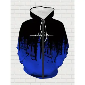 1 set of men's casual polyester zipper hooded sweatshirt and sweatpants, black and blue blocks, with lettered zippers, comfortable and elastic fit, regular style, suitable for casual and outdoor use, spring and autumn series Clothes Menswear