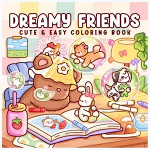 1pc DREAMY FRIENDS coloring book For Adults And Kids,Simple And Big Designs For Relaxat colouring books,Water coloring books,zero foundation drawing to relieve stress coloring book,Christmas gift