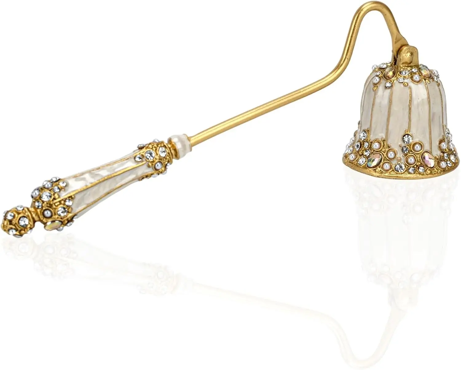 Decorative Royal-Style Candle Flame Extinguisher Tool Put Out Candle Flame Safely and Stylishly 7.2 x 2.75 x 1.55 Inches Pearl White
