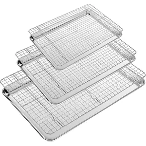 Baking sheet with wire rack set of 6 3 cookie sheets for baking 3 cooking racks stainless steel stainless steel baking pans set with cooling rack heavy duty dishwasher safe