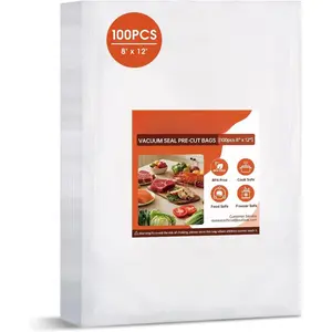 100 Vacuum Sealer Bags 8" x 12", Pre-Cut Quart Size  Saver Bags for Vacuum Sealer Machine,  Commercial Grade Storage Bags for  Freezer Meal Prep & Sous Vide