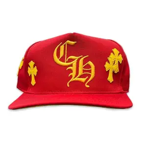 Chrome Hearts Leather Patches Snapback Hat Red / Yellow