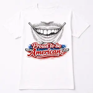USA Gold Medal Hockey Smile Graphic T-Shirt (No Helmet Version)