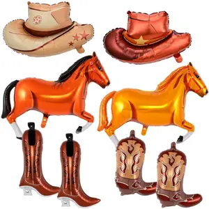Cowboy Balloons Kit - 8 Pcs Western Themed Balloons | 2 Pc Horse Balloons, 4 Pc Cowboy Boot Balloons, 2 Pc Cowboy Hat Balloons for Western Cowboy Birthday Party Decorations - Home Improvement.