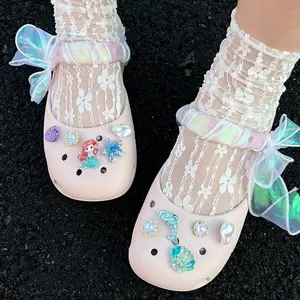 Ocean Mermaid Charm Set, Dolphin Starfish Shell Fashion Accessories for Shoe Decorations