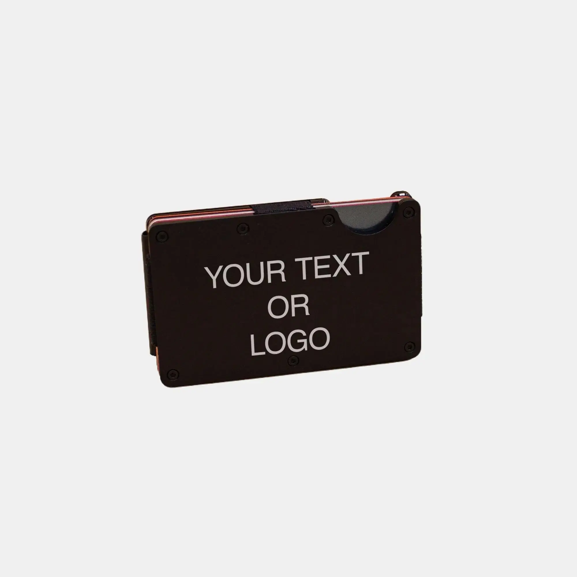 Men's RFID Blocking Compact Wallet with Custom Engraving - Personalized Text or Logo Design, Durable Anodized Aluminum, Holds 1-12 Cards, Slim Lightweight, Secure Money Clip