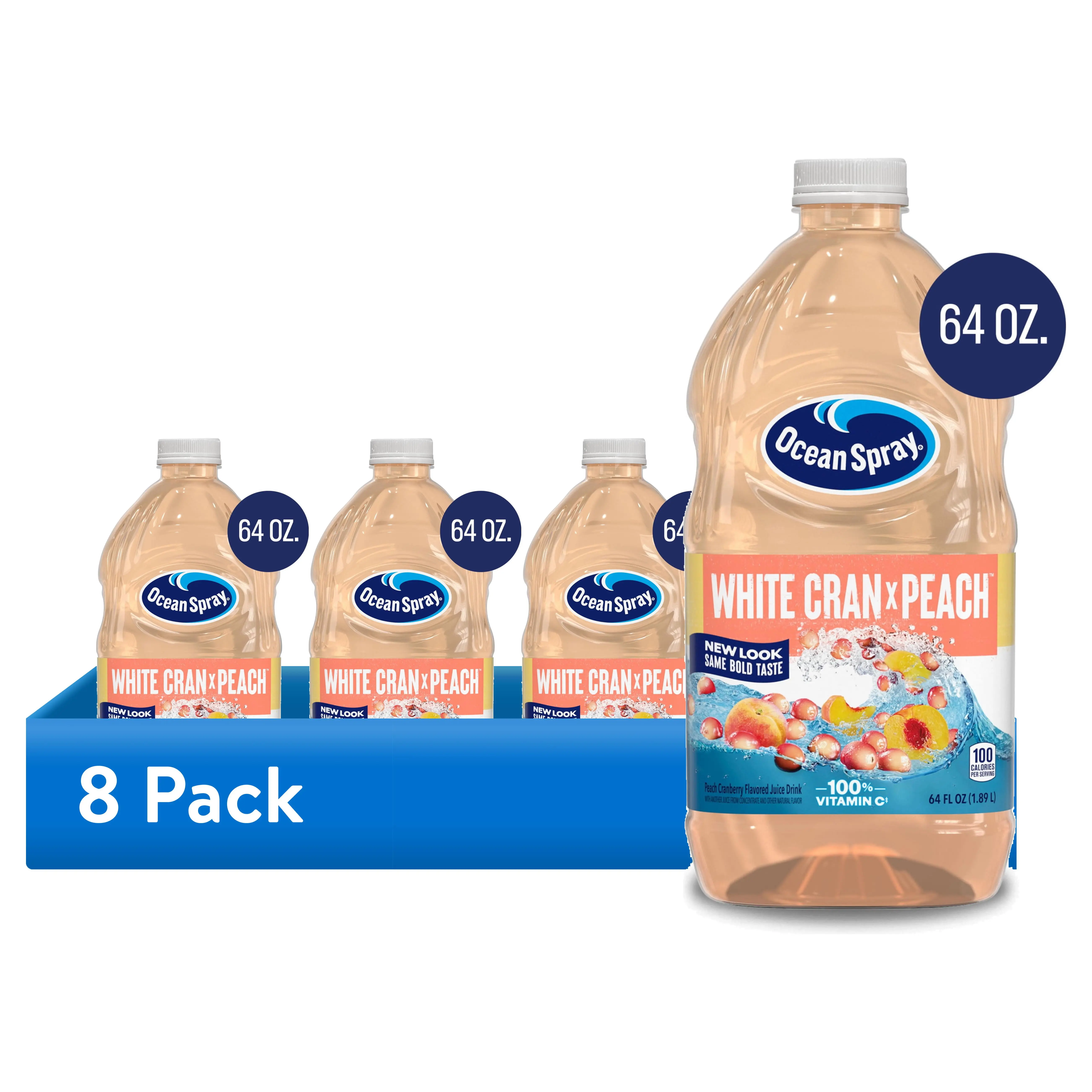 (8 pack) Ocean Spray® White Cran-Peach Juice Drink, 64 fl oz Bottle