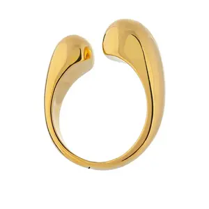 Geometric Open Gold Stainless Steel Ring