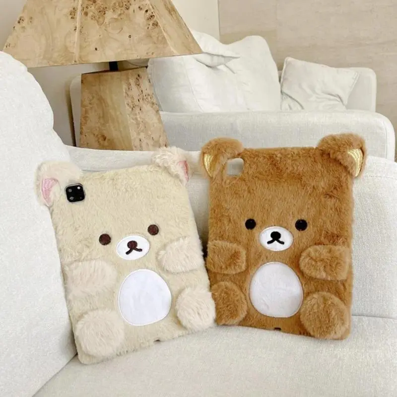 Cartoon Plush Rilakkuma Tablet Protective Case For IPad 10 9 8 7th Air 1 2 3 4 5 6 10.9 Mini 6 A16 Pro 11 12.9 13inch Child Case