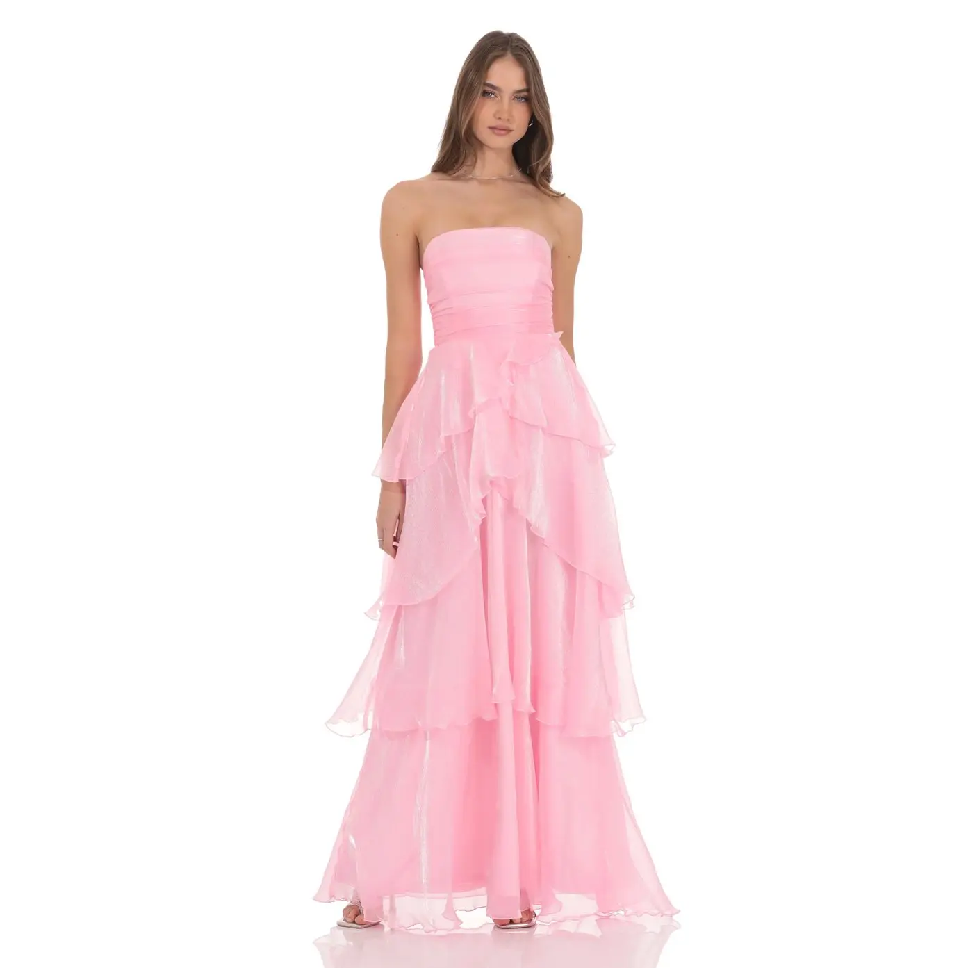 Lucy In The Sky Corset Petal Ruffle Strapless Maxi Dress in Pink - TikTok Shop Lucy In The Sky Corset Petal Ruffle Strapless Maxi Dress in Pink - TikTok Shop