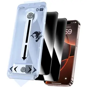 Screen Protector for  16 Pro Max [6.9 inch], Airbag Edge Protection Anti Spy Private Tempered Glass Film with Installation Frame 9H Scratch Resistant Easy Installation-2Pack.