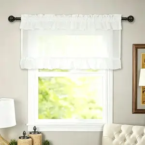 French Style Pure Ruffle Curtain Header, Dual Layer Pleated Window Drapery Top, Finished Bedroom Balcony Curtain Header