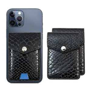 AR Allure Stick-on Wallet with RFID Protection, Black and Brown Leather Phonecase Wallets for Most Devices - Pack of 2