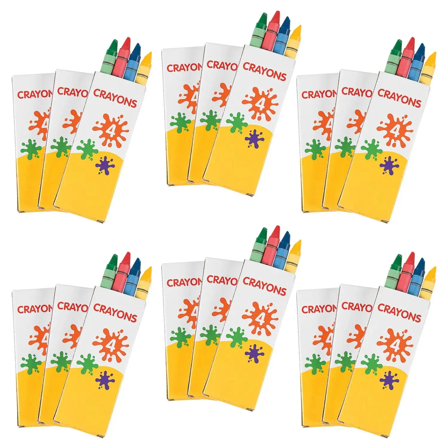 Bulk 48 Boxes of Crayons - 4 Colors Per Box