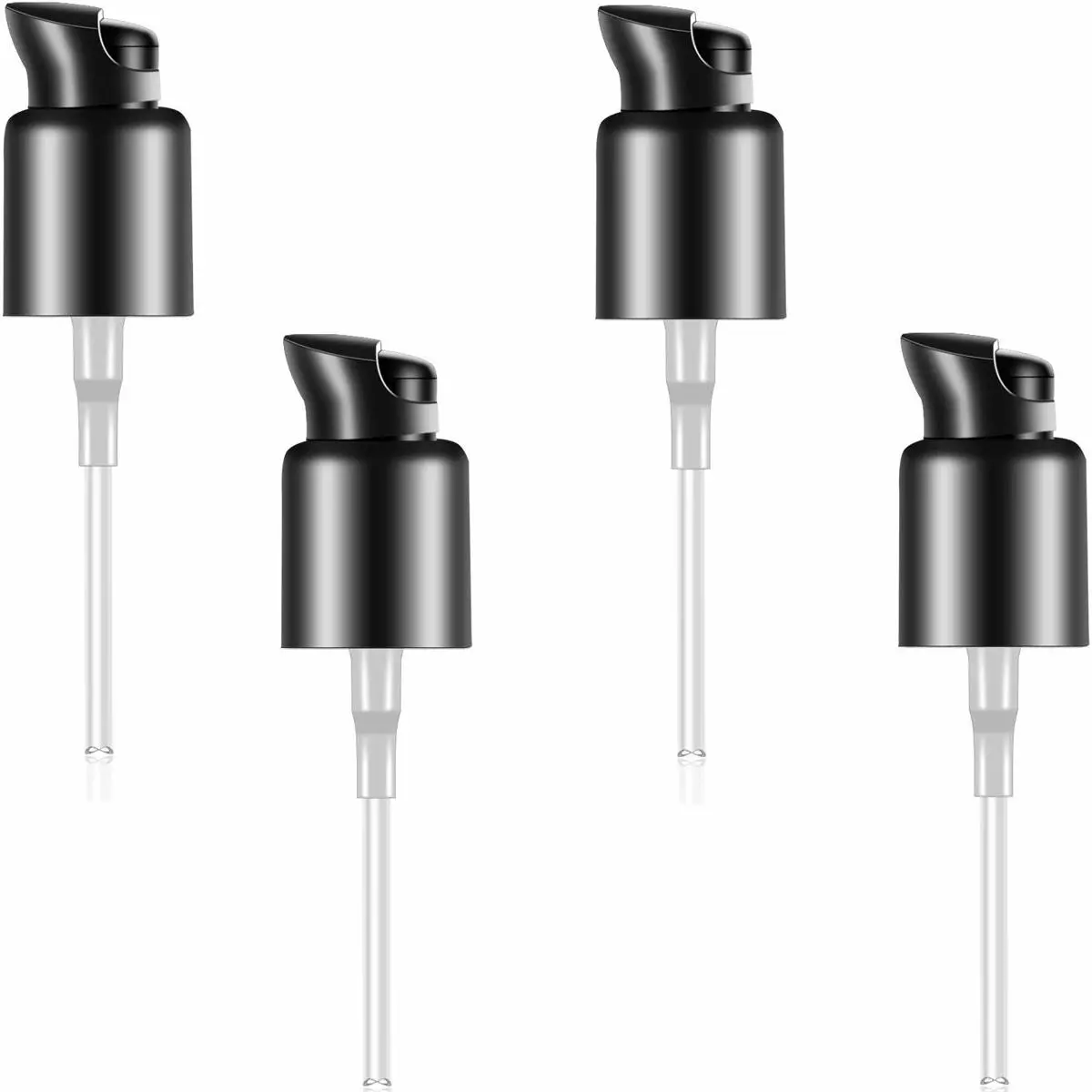 4-Pack Black Plastic Foundation Pump Replacement Tool with Cap Buckle Design, Cosmetic Liquid Makeup Bottle Switch, Minimizes Waste, Distributes Foundation Evenly, Enhances Luxurious Appearance