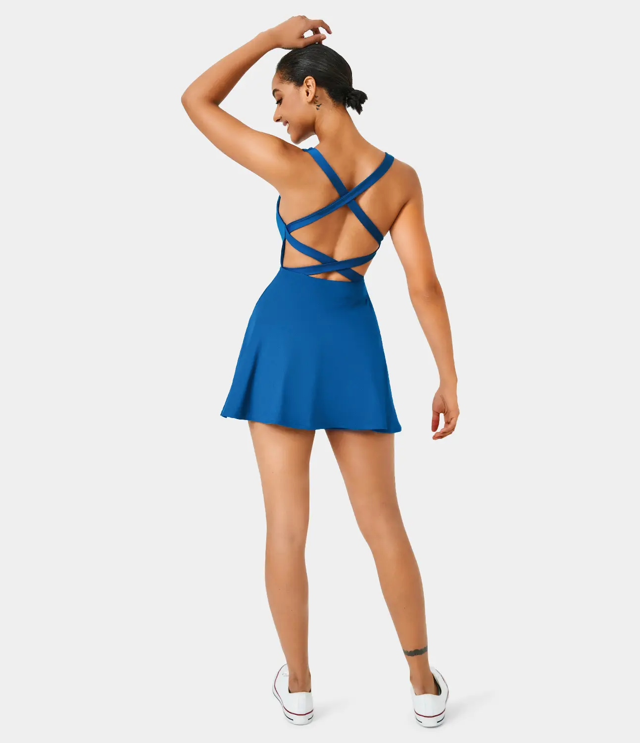 Halara Crisscross Backless Plain 2-Piece Barre Ballet Dance Flared Dress Halara Crisscross Backless Plain 2-Piece Barre Ballet Dance Flared Dress