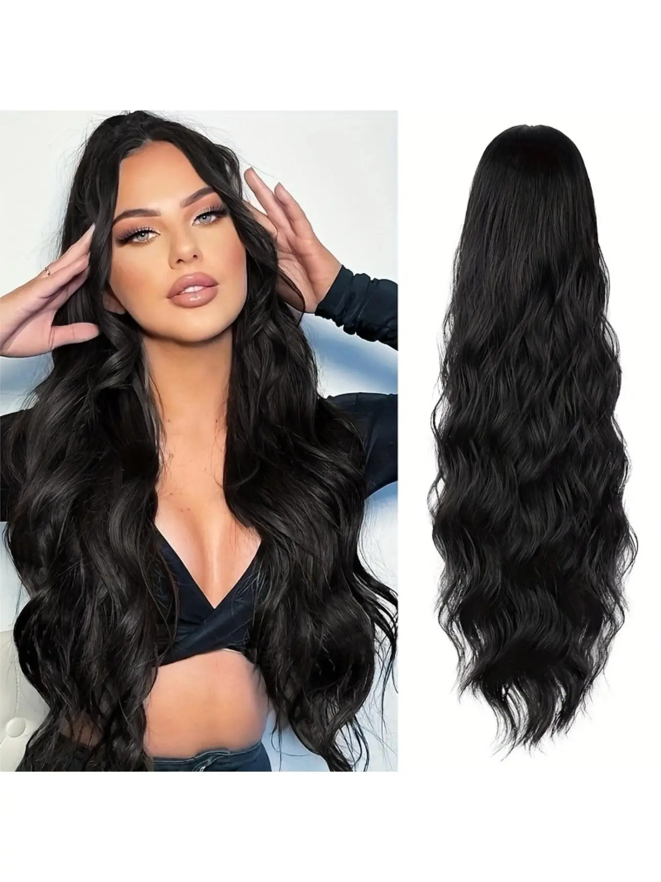 Deep Wave Drawstring Ponytail Hairpiece, Wavy Hairpiece, Synthetic Hairpieces, Soft Synthetic Hair, Daily Wear, Parted, Braided Ponytail Extension, Natural Realistic Knot-Free Quality Extensions