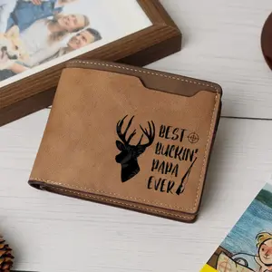 Best Buckin's Papa  Camo Deer Leather Wallet,  Hunting Style Outdoor Wallet for Men,Hunting Camo Deer Wallet,  Rugged Outdoor Style Men’s Wallet