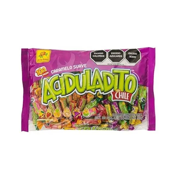 De La Rosa Aciduladito Caramelos Suaves Con Chile 100 Pcs 500g Sweet Spicy Mexican Candy Tangy Chili Flavor Snack Bonbon Sugar