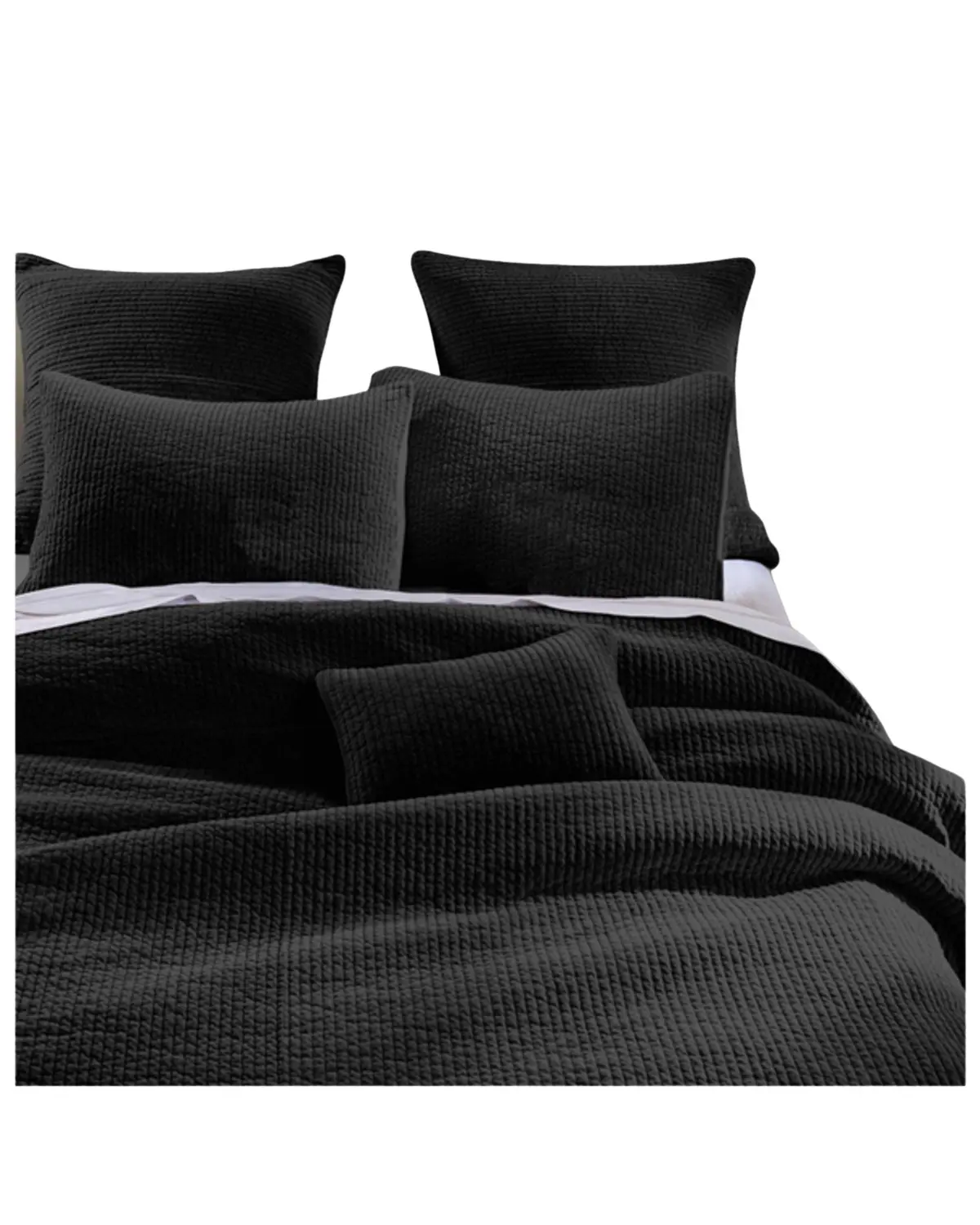 Hiend Accents Unisex Stonewashed Cotton And Velvet 3-Piece Full/Queen Quilt Set - Pk6500-Fq-Bk
