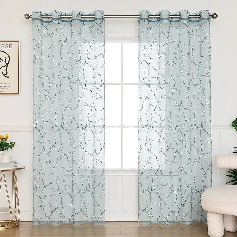 New Transparent Tree Branch Leaf Sheer Curtains, Simple Country Style Half Light Blocking Mosquito Netting for Living Room Balcony Decor Net Curtain Window