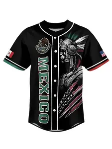 Mexican Style Button-Up Jersey – Green White Red Accent Shirt