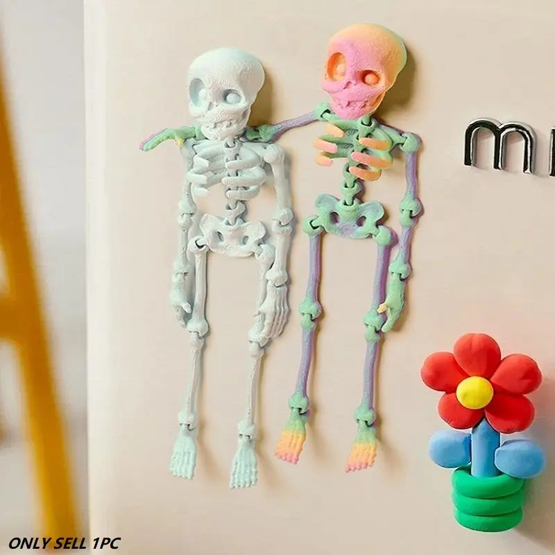3D printed Halloween ornaments, skeleton figures moving flexibly without electric joints, Magnetic hanging ornaments that can be attached to iron objects, suitable for bedrooms, party decorations, Party Accessory, Gift